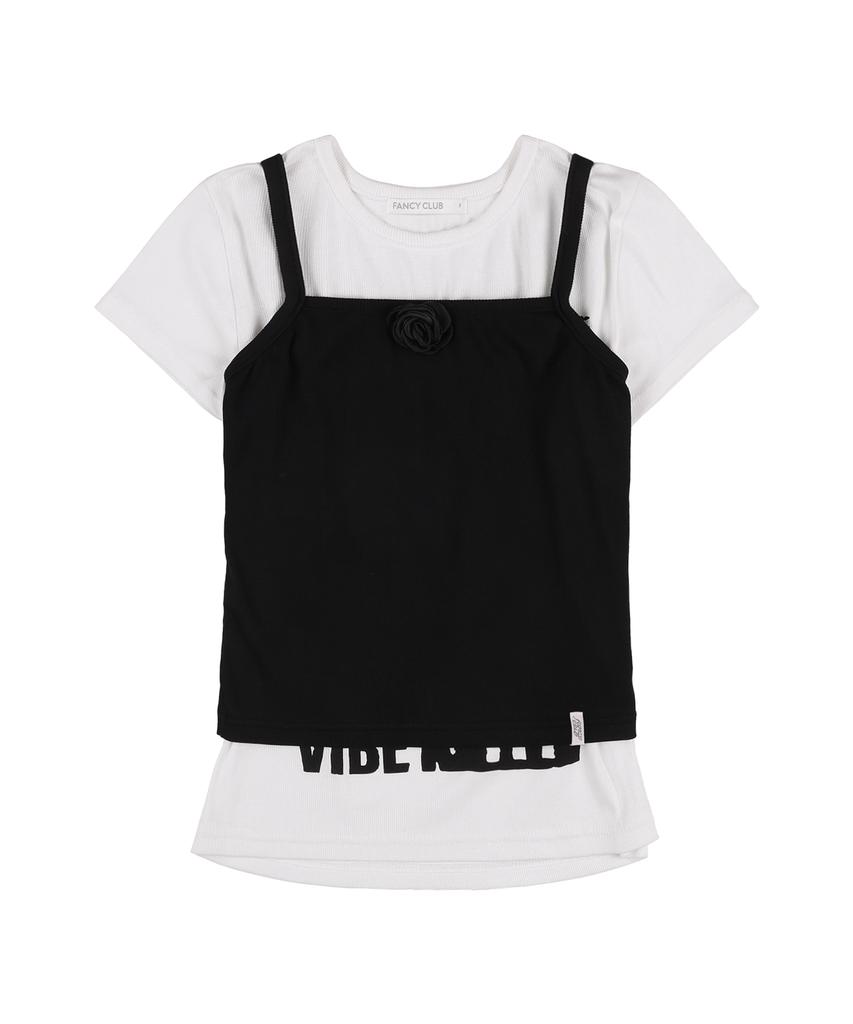 FANCY CLUB 3-Way Lettering Corsage Tee (Black) F25Qb106