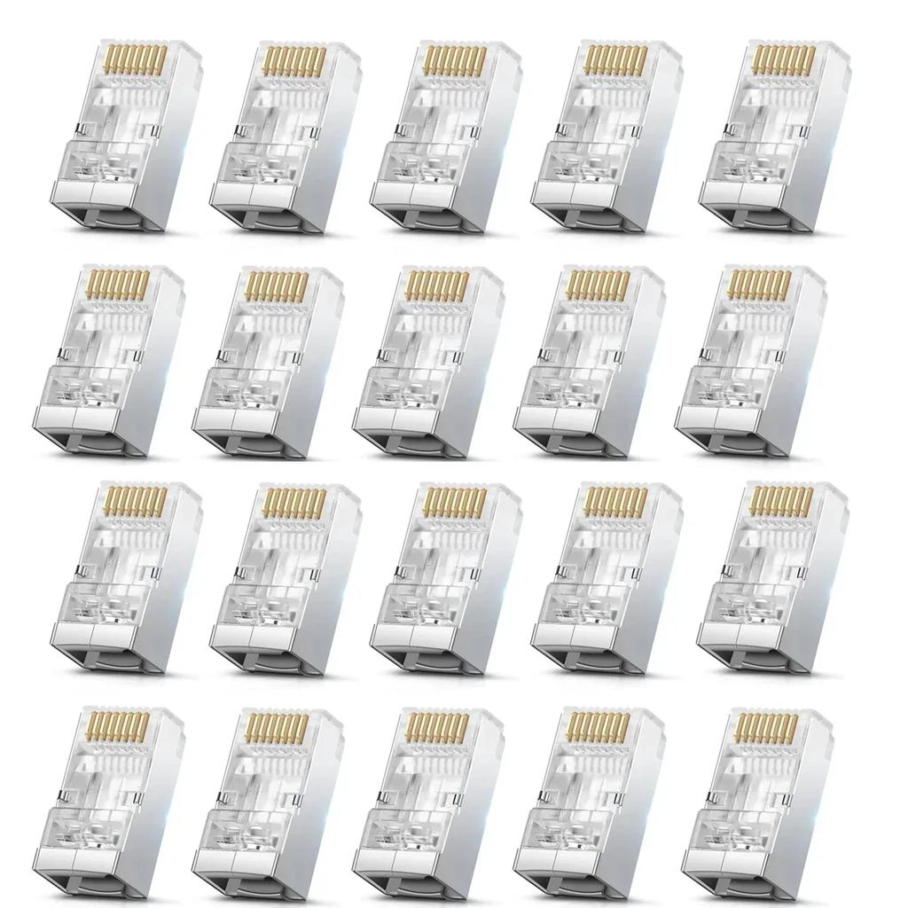 50/100 Stück Cat6 Cat5e RJ45 Geschirmter Stecker Modulare Stecker Kabel Netzwerkstecker Vergoldete Ethernet PC Hardware Kabeladapter