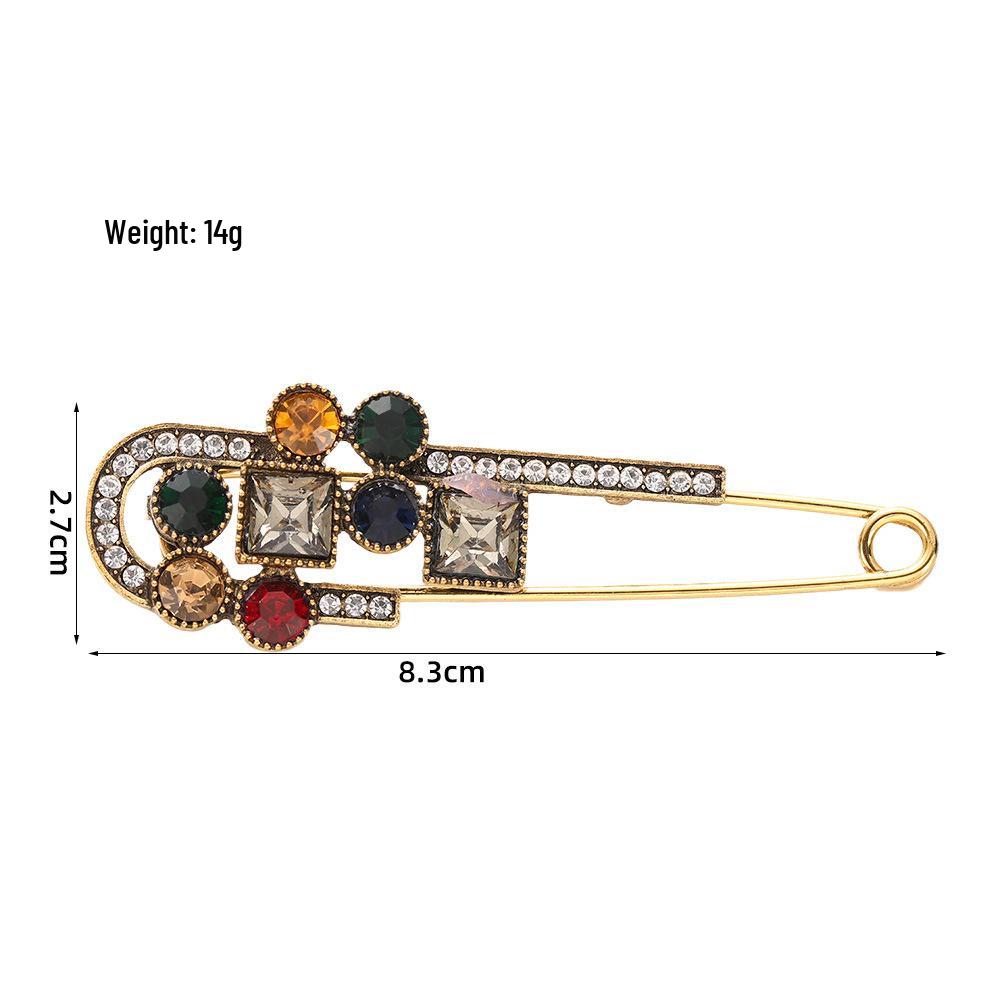 Retro Light Luxury Safety Pin Denim Skirt Pants: Creative Design Brooch for Waist Tightening