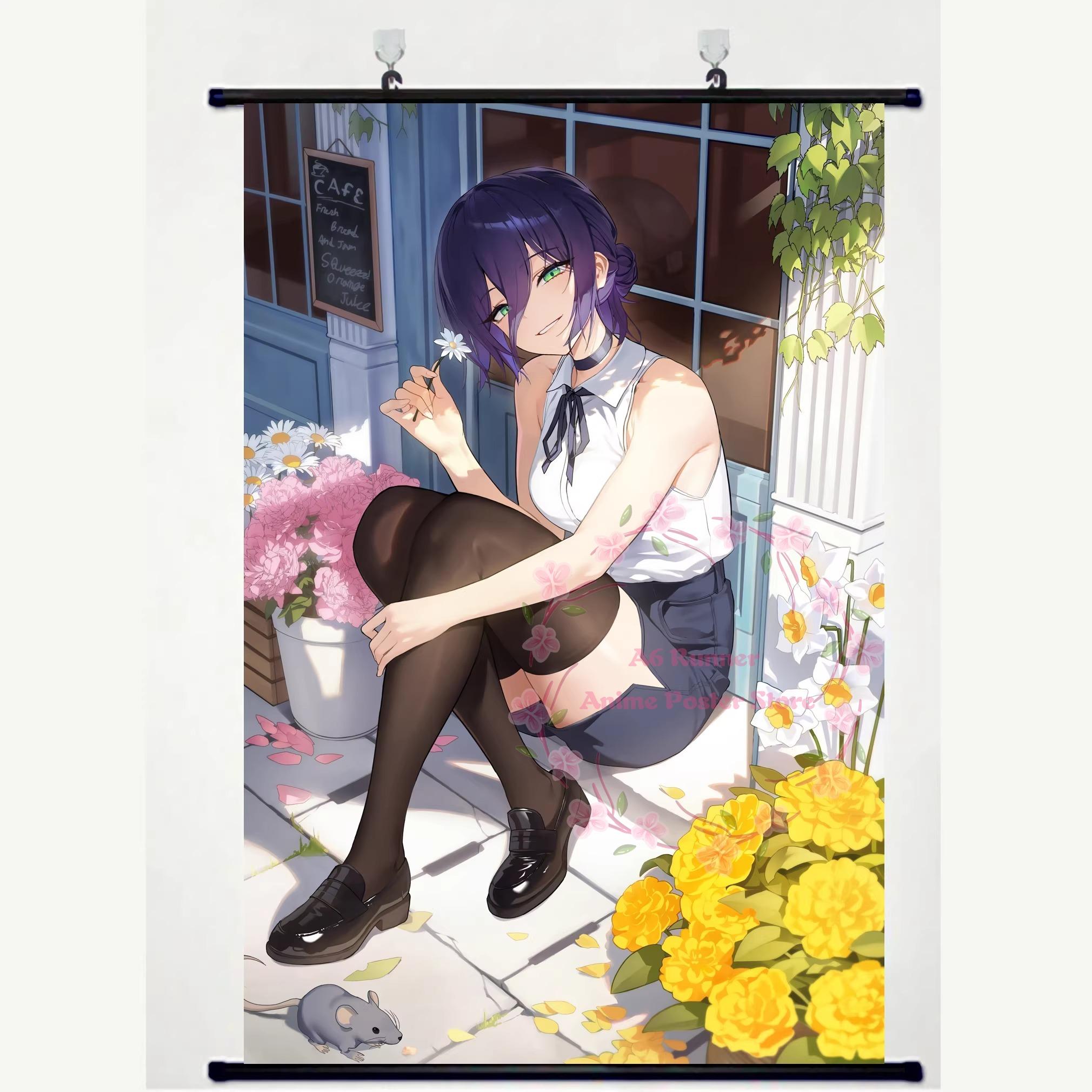 C-Chainsaw Man Reese Chapter Denji Magi Marese 2D Animation Scroll Hanging Painting Poster Peripheral 40x60cm