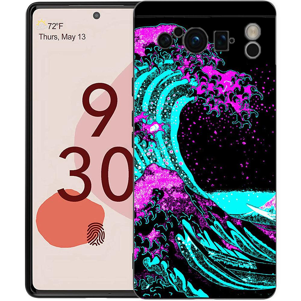 Golden Great Wave Kanagawa Surf Phone Case For Google Pixel 8 A 7 6 Pro Soft Shell For Pixel 6A Silicone Shockproof Black Cover