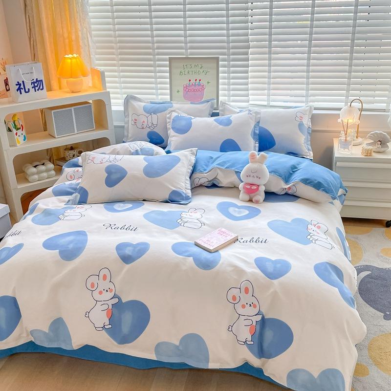 

Small Fresh Polished Four-Piece Set, Four-Season Student Dormitory 3Pcs Set, Bed Sheet, Quilt Cover, Pillowcase, Bedding single quilt 150 * 200cm