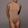 Women’s Sleeveless Mock Turtle Neck Bodysuit T-Shirt Soft Slim Fit Stretchy Layer Top Classic Jumpsuit