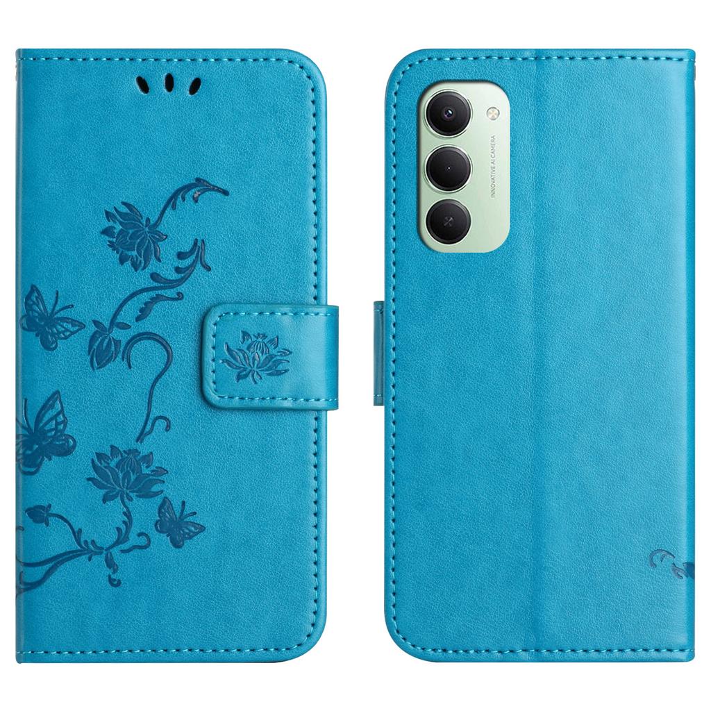 For Xiaomi Redmi 15 5G (Global) (169mm)/Poco M7 4G (169mm) Case Wallet Stand Imprinted Butterfly Flower PU Leather Phone Cover