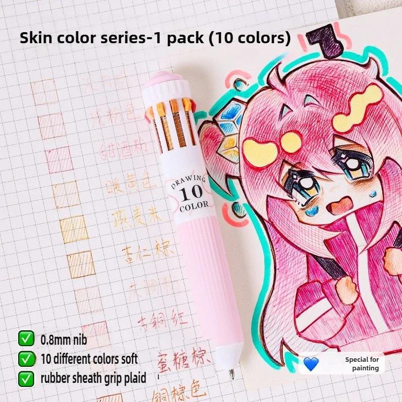 Languo 146/10 Color Ballpoint Pen 0.8mm Cartoon Soft Grip Press for Drawing Multicolor Writing Pen Office School Supplies