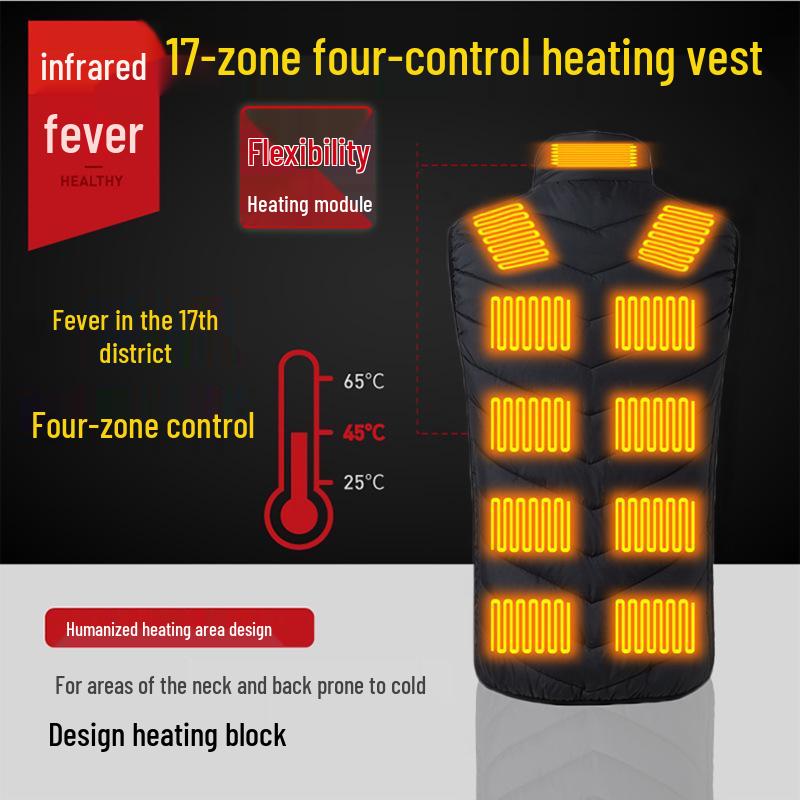 Herren Beheizbare Stehkragenweste mit USB-betriebenem Kohlefaser-Heizsystem