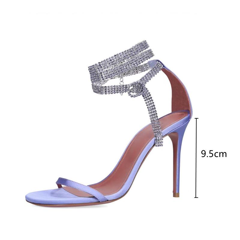 Star style Concise Narrow band Women Sandals Elegant Thin High heels Crystal Strap Female Gladiator Sandals Summer Shoes