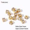 18K Gold Plated Inlaid Zircon Square Spacer Beads, Brass Metal Beads Separator For DIY Beading Jewelry Making Supplies