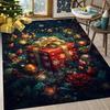 Winter Snowman Area Rug Festive Home Decor Poinsettia Flowers Pattern Large Carpet Hat Scarf Lantern Printed Floor Mat