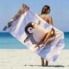 Cute Sledding Penguin Beach Towel Patterned Sunscreen And Windproof Suitable For Swimming Pool Camping Travel