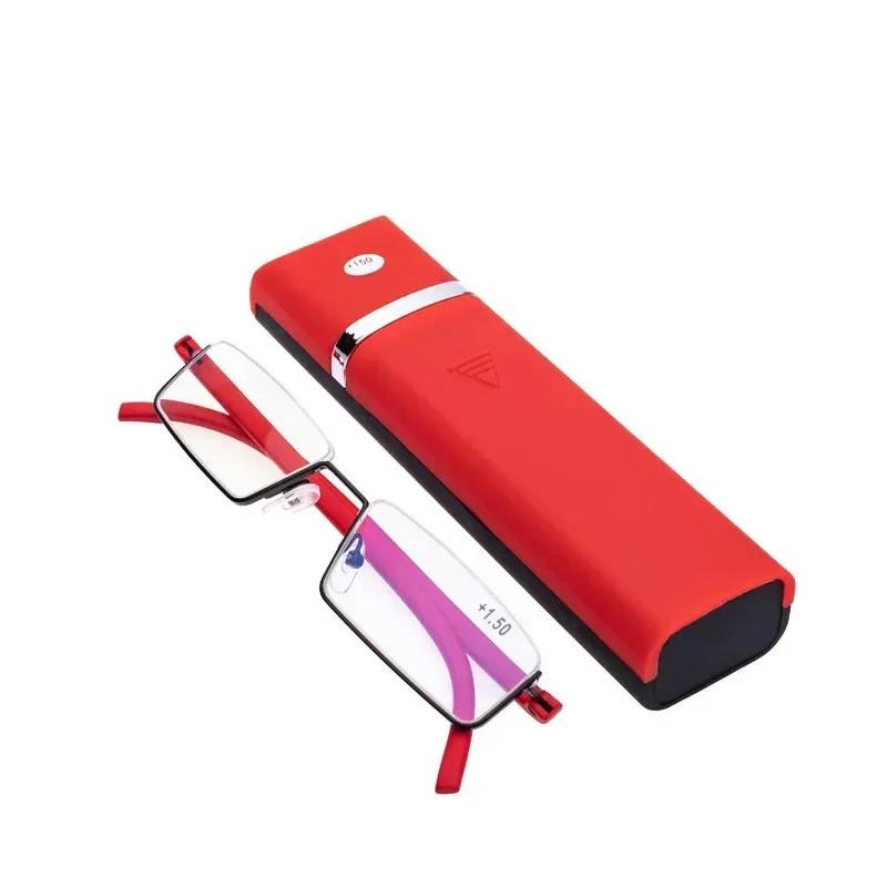 Unisex TR90 HD Prescription Eyeglasses with Case Retro Square Frame Reading Luxury Glasses Anti-Blue Light Presbyopia Eyewear