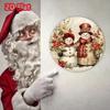 Charming Snowman Couple Round Hanging Sign Versatile Holiday Decor
