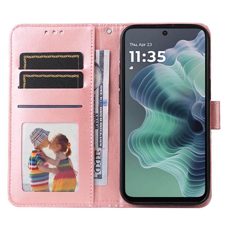 

For Motorola Moto G35 5G Case Sunflower Imprint Leather Wallet Phone Cover Pink