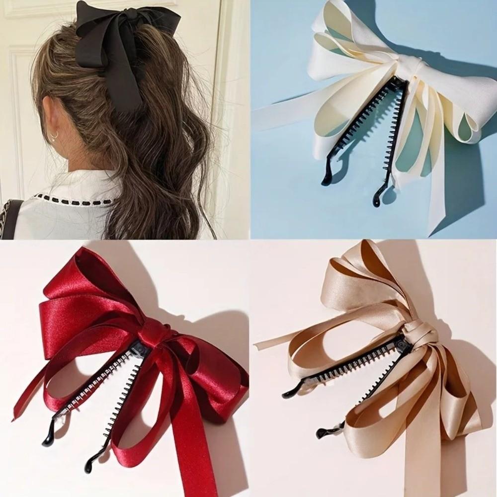 Elegant Banana Gripper Bowknot Design Twist Clip Ponytail Clip Women Headwear Hair Accessories