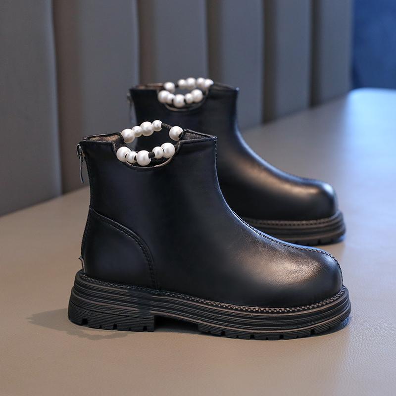 Girls' Boots Wither Kids Fashion Princess Ankle Boots Elegant Versatile Causal Children Cotton Boots Solid Color Round-toe Chic