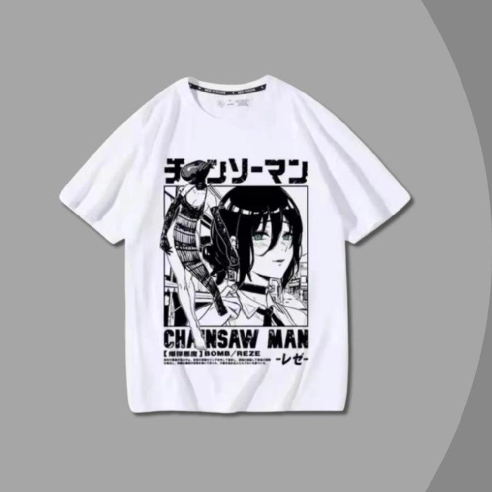 Chainsaw Man Makima Frame Eyes Classic Scene Anime T-Shirt, Unisex Manga Fan Streetwear Tee, 100% Cotton Casual Short Sleeve Top