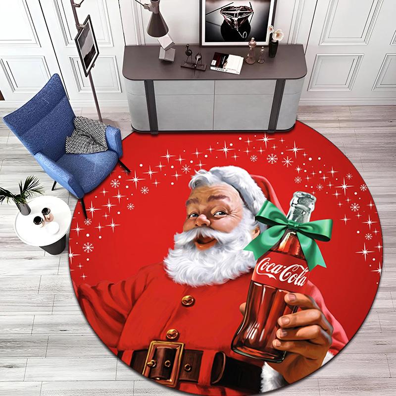 Christmas Gift Halloween Theme Bear Truck Coca Cola Round Carpet Soft Home Decoration Corridor Table and Chair Anti Slip Outdoor Floor Mat Carpet H14
