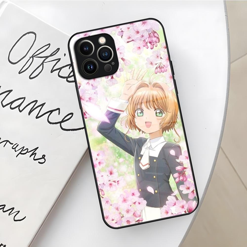 Anime Card Captor Sakuras Phone Case for Iphone 16 15 14 12 11 13 Pro Max Mini X Xr Xs Se 8 Puls glass Cover