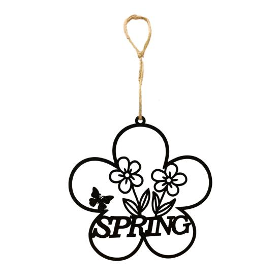

Подвесное украшение в форме цветка Металлическое украшение с ажурным узором Декор с силуэтом цветка и птицы для весны, для внутреннего декора Letter