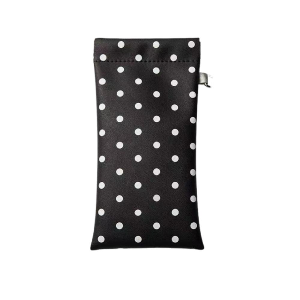 Portable Spring Auto-close Glasses Bag with Keyring Glasses Clip Leather Glasses Storage Bag Korean Style Shrapnel Snap Shut