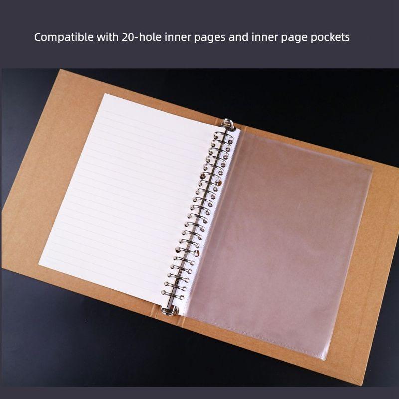 A5 Cowhide Loose-Leaf Binder Shell Information Bag Storage File Folder Folder 20-Hole Student inside Pages of Notebook Paper Clip