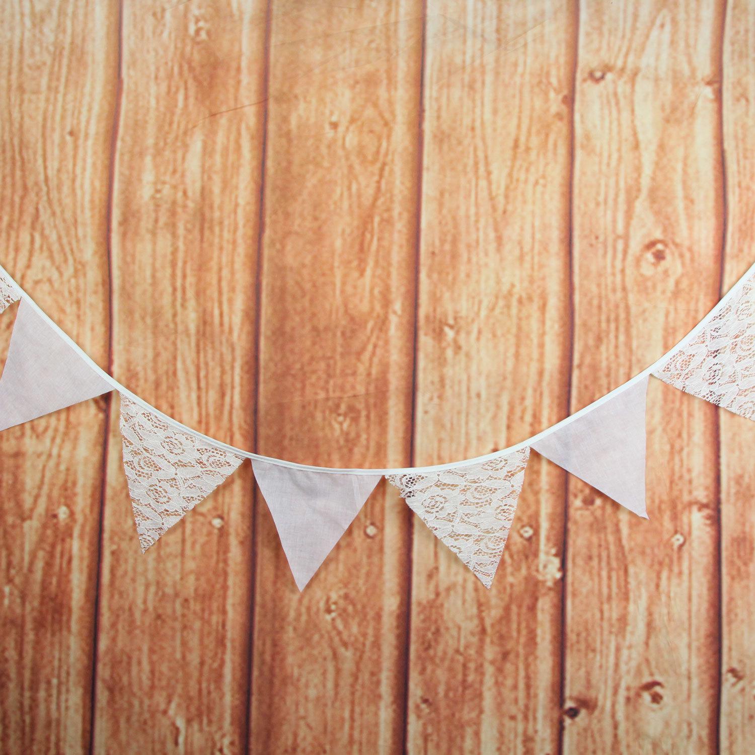 Off-White Rose Lace Cotton Triangular Pennant for Weddings & Birthdays