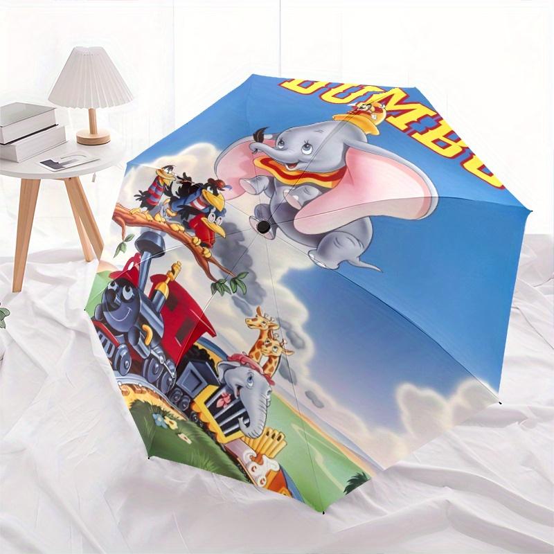 Disney Cute Dumbo Cartoon Umbrella, Portable 3-Fold Compact Umbrella, Suitable for Camping, Hiking and Travel, Ideal Easter Birthday Gift fo