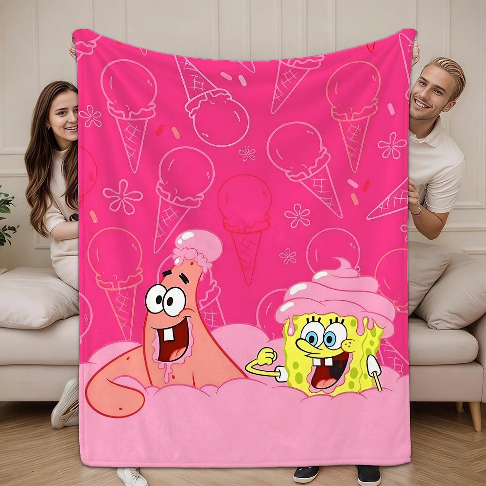 Throw Blankets for Beds Kawaii S-Spongebob All Year Blanket Bedspread On the Bed Bedspreads and Coverlets Camping Anime Sofa Nap
