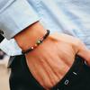 Nuevo Pulsera de Chakras Para Hombres 4mm Pulsera Piedra Natural Lava Ónice Pulsera de Cuentas Yoga Elástica Pulsera Pulsera Masculina Regalo Para Él