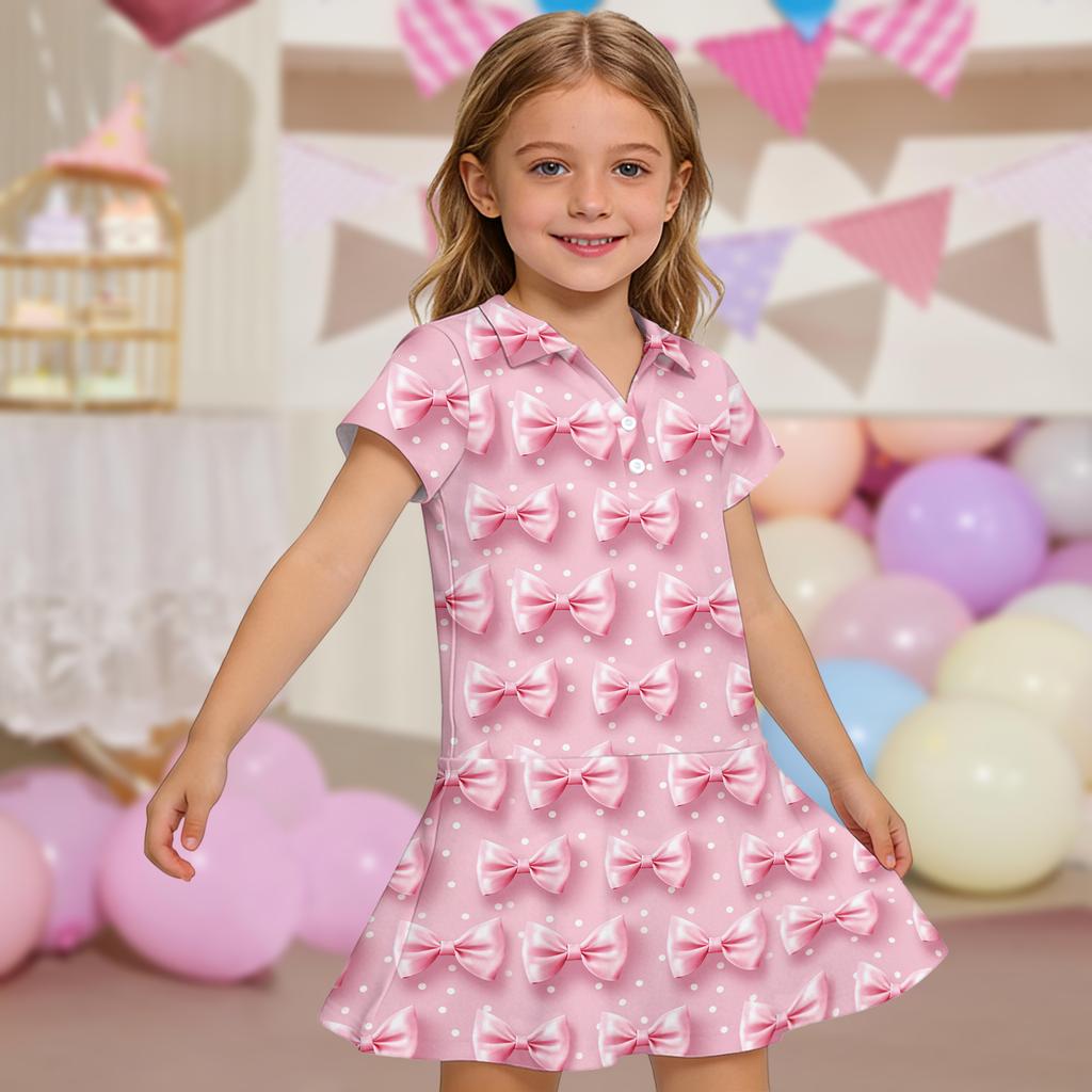 Kids' Dress - Short Sleeve Pocket Color Frock Kids' Collared Dress - Short Sleeve Pocket Frock
