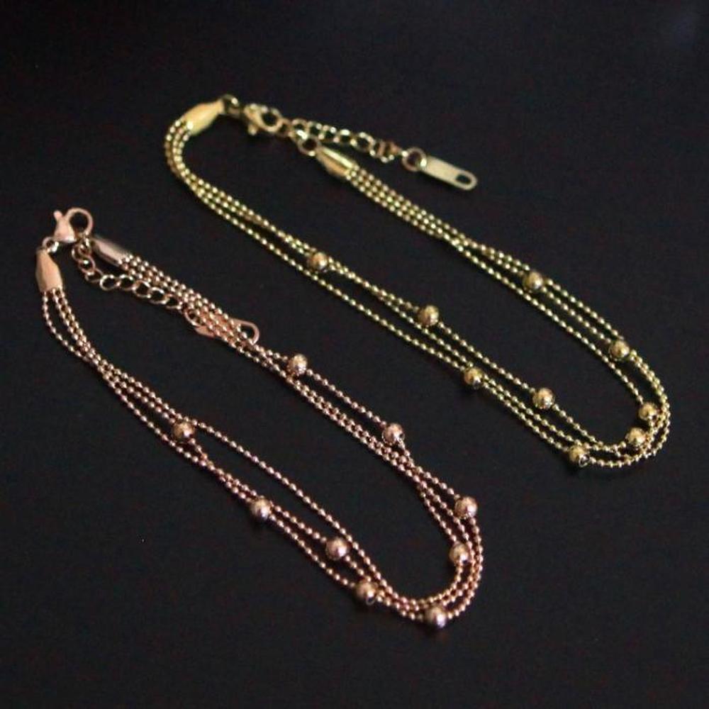 

Surgical Steel 3-Line Ball Chain Anklet (Gold/Rose Gold) (7632817) gold