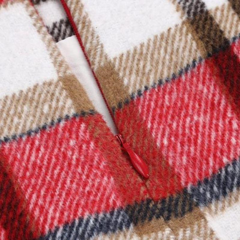 Frauen Frühling Rock Hohe Taille Plaid Print Kontrast Farbe Slim Fit Gerade Warm Halten Mantel Knielangen Winter Rock Weibliche kleidung