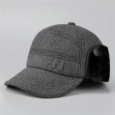 Middle-aged Hat Men's Winter Hat Woolen Ear Hat Hat Winter Thickened Warm Baseball Cap Cotton Cap