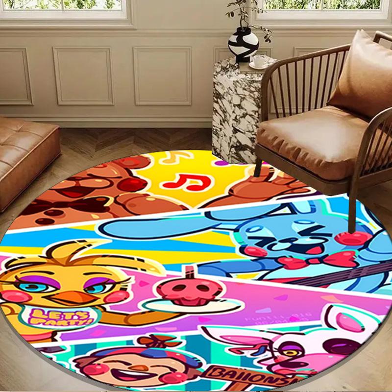 Five Nights Party Round Rug for Livingroom,Bedroom, Palyroom, Chair Rug, Area rug, Circle Carpet, Large Size Decor Fan Christmas gift