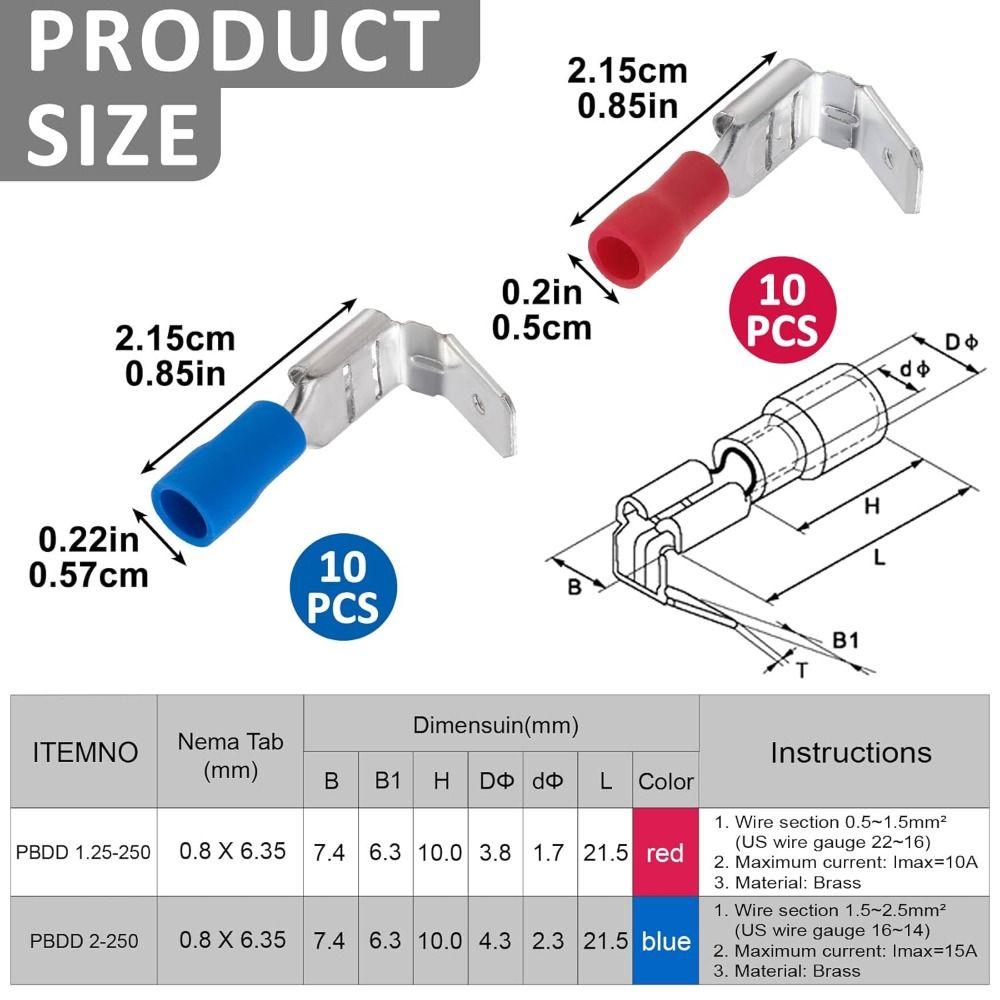 100pcs 10-22AWG Piggy Back Spade Terminators Crimp Electrical Terminals Home Appliances