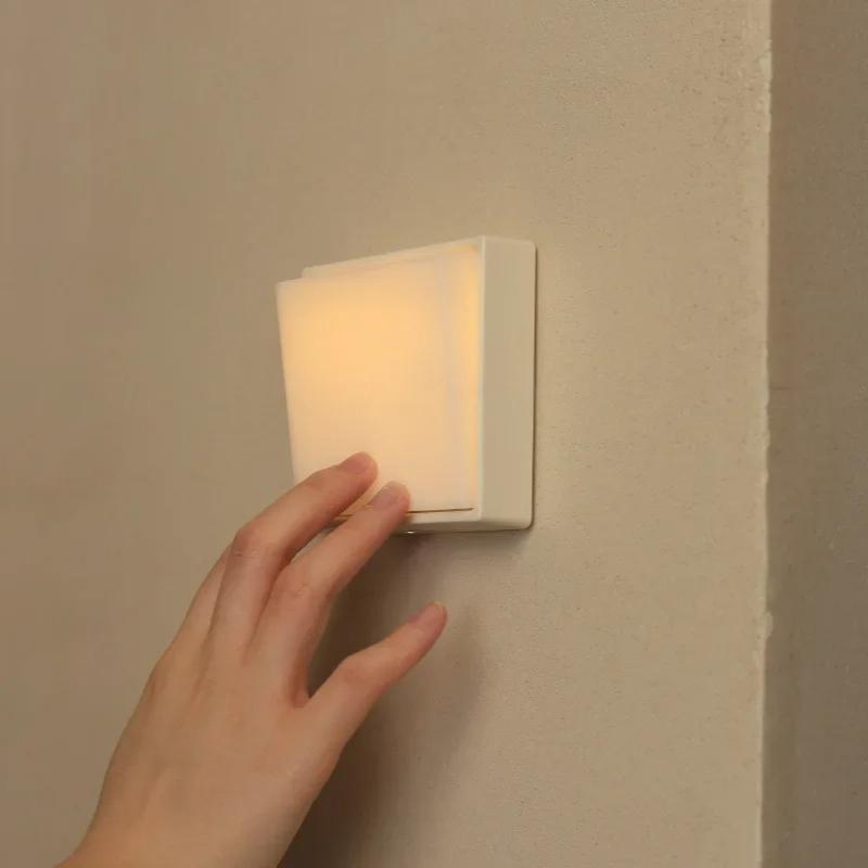 Bedroom USB Charging Minimalist Switch Night Light for Home Bedroom Bedside – Simple White/Yellow Design