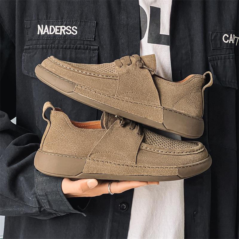 Men's Frosted Casual Wide Toe Breathable Loafers - Deodorant Pigskin Lining