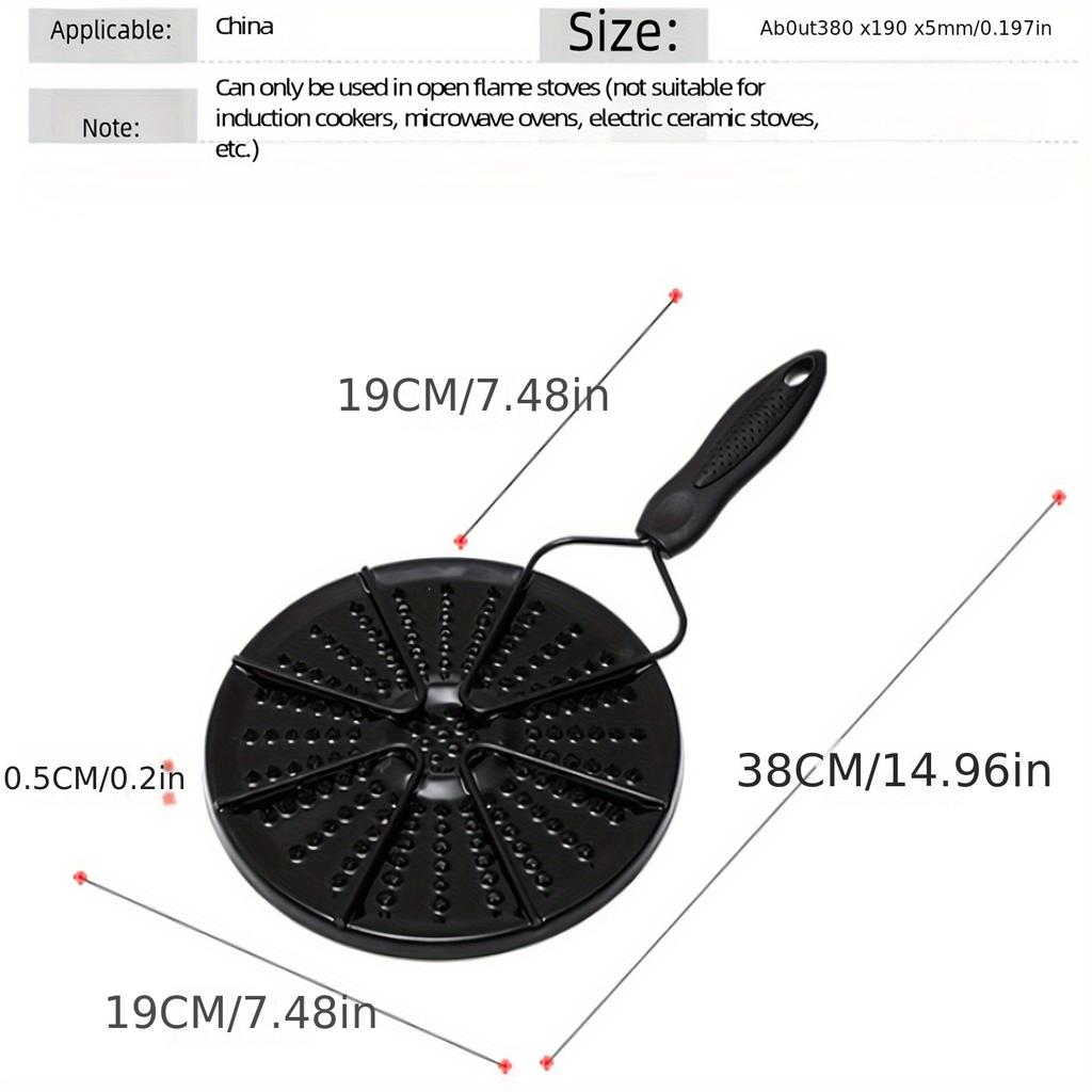 1pc of Black Iron Heat Diffusion Plate for Even Heat Conduction, A Burner Gas Stove Simmering Ring, Glass Stove Converter for Coffee and Milk.