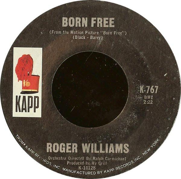 

7inch Record ROGER WILLIAMS - Born Free K767 Kapp Records 1966 US Pop Used