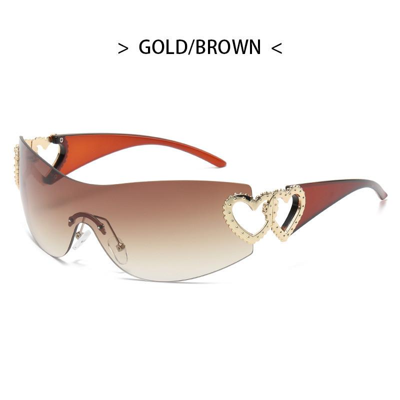 Y2k Herz Sonnenbrille Mode Randlos UV400 Sonnenschutz Für Street Style