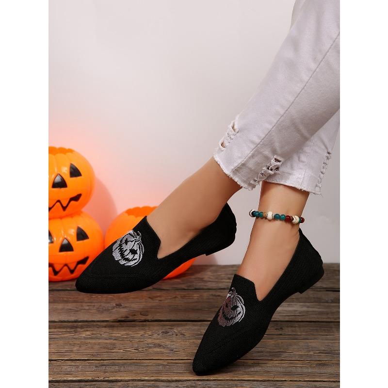 Breathable Shoes Women's 2025 Autumn New Flat Large Yard Pointed Toe Embroidery Color-blocking Lazy Shoes