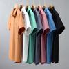 Korean Mens Short Sleeve Shirt Daily Summer Tops Pocket Solid Color Turn-down Collar 100Cotton Casual Shirts Simple Style Clothing