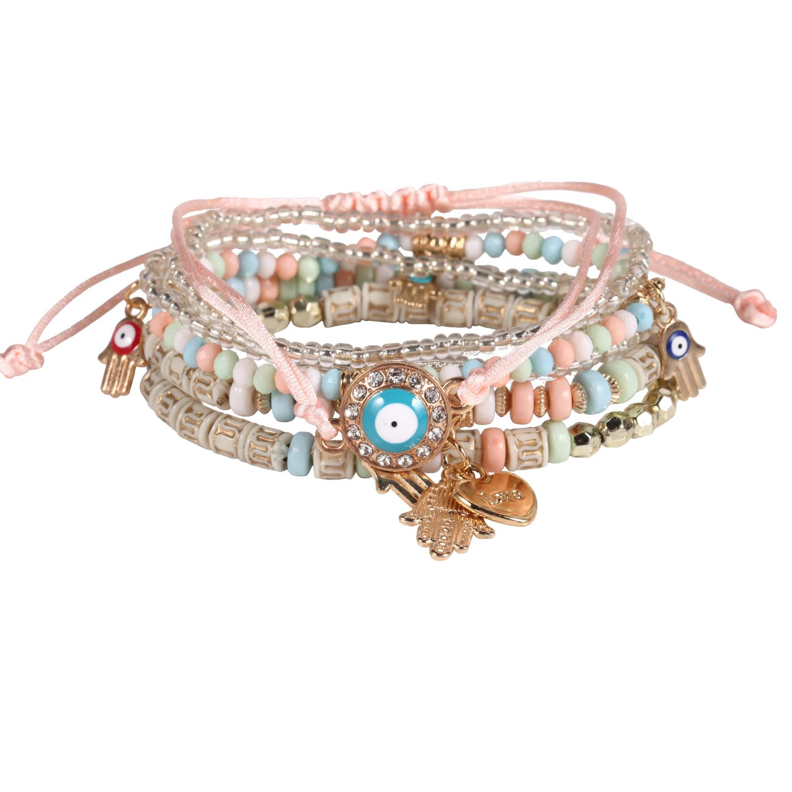 

Горячая трансграничная распродажа в Европе и США, бисерные украшения ручной работы, браслет от сглаза, многослойный браслет от дьявольского глаза, оптовая продажа