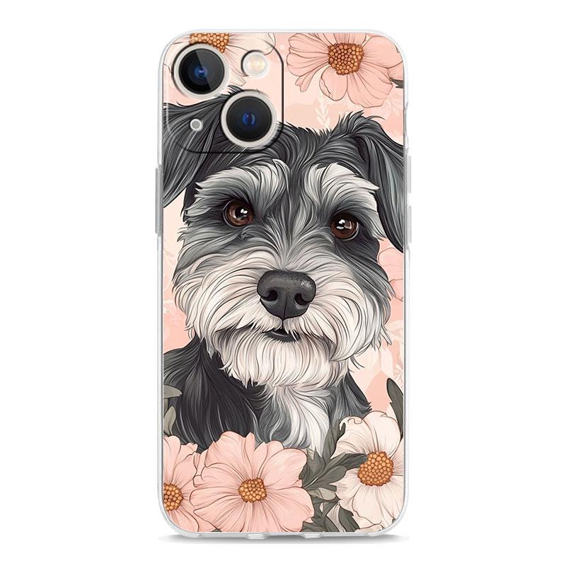 Cartoon Schnauzer Dog Phone Case For iPhone 11 Cases iPhone 15 12 13 14 16 Pro Max X XR XS 14 15 Plus 16Pro iPhone16 Clear Cover
