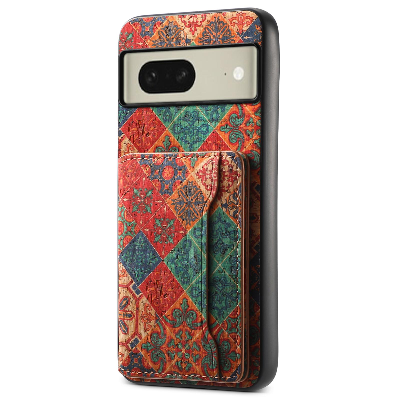 

For Google Pixel 8 Case Floral Pattern Card Slot PU+TPU+PC Kickstand Phone Case Winter/Blue