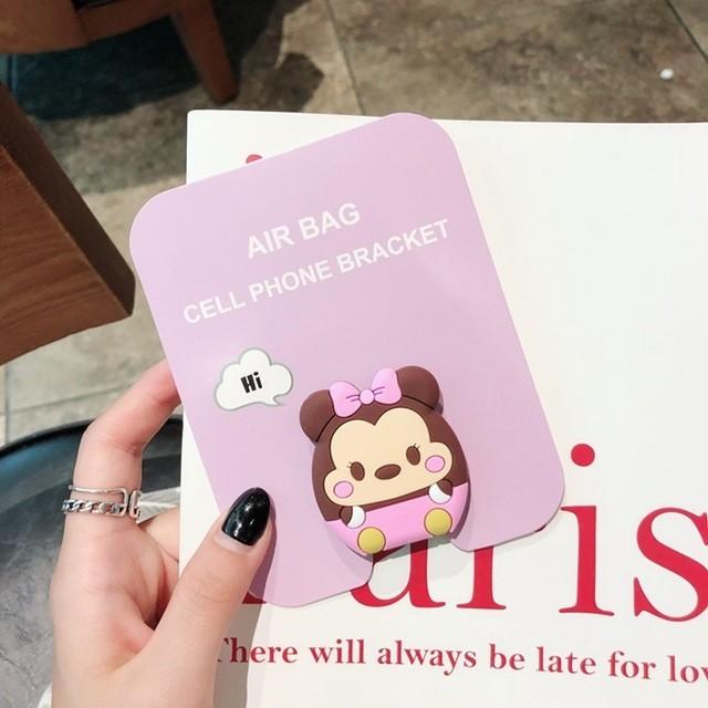 3d Fashion New Silicone Cartoon Cute Telescopic Phone Air Bag Bracket For Iphone