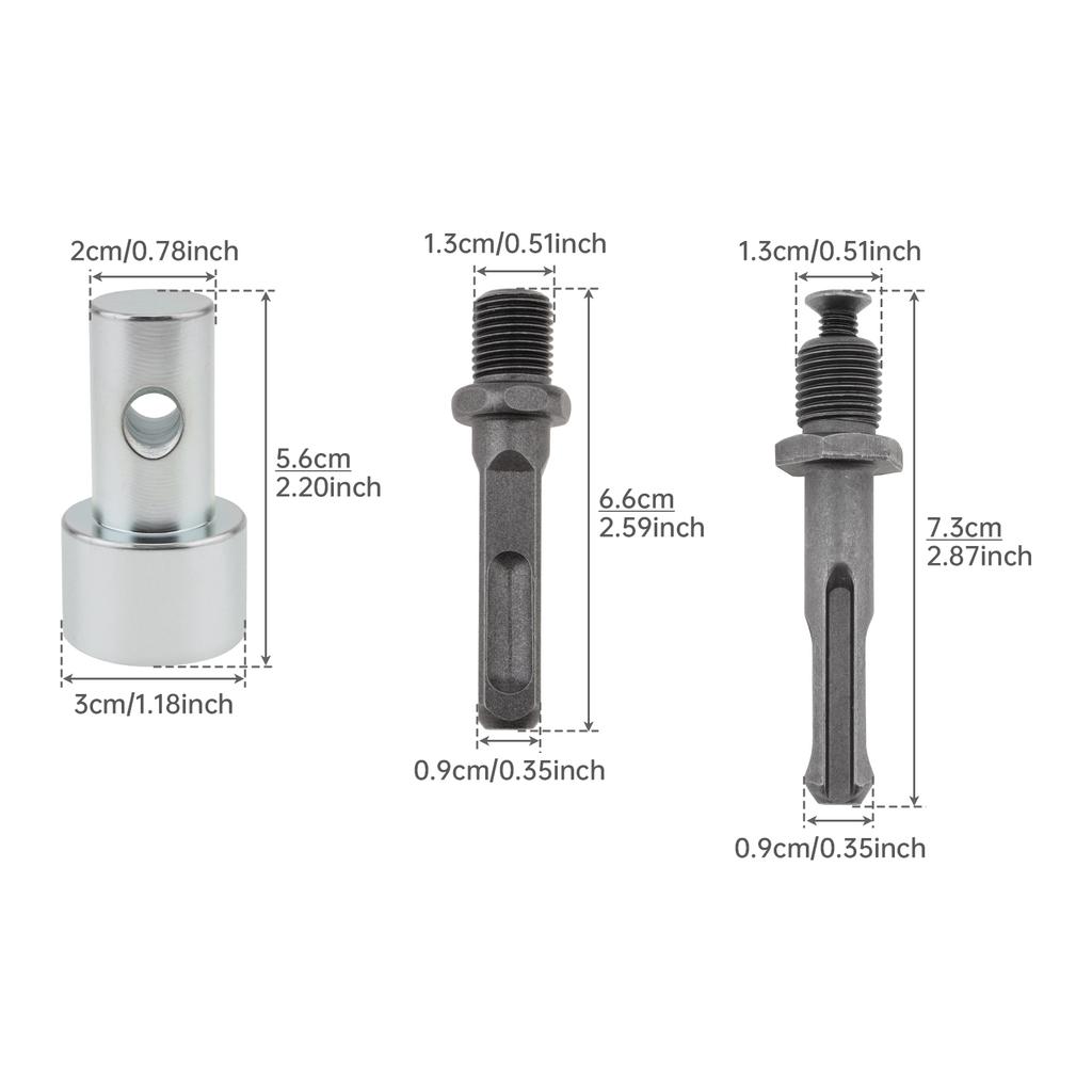 Garden Auger Power Drill Adapter for Connect 4 6 inch Earth Auger to 1/2 inch Electric Drill with SDS Plus Square Round Chuck