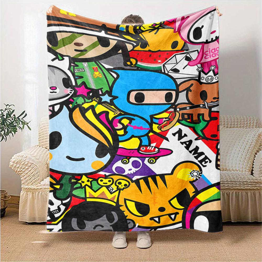 Custom Name Tokidoki Theme Printed Blanket - Perfect for Couch, Bed, Travel & Outdoor Use | Machine Washable, Cozy & Durable.