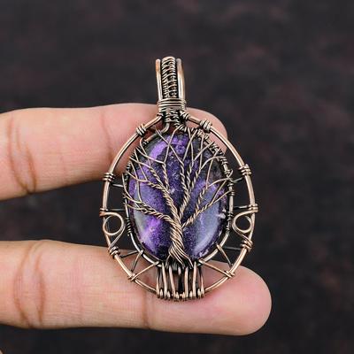 Baum des Lebens Purpurit Anhänger Kupferdraht gewickelt Anhänger Natur Edelstein Anhänger Kupfer Designer Schmuck handgemachter Anhänger Verlobungsgeschenk