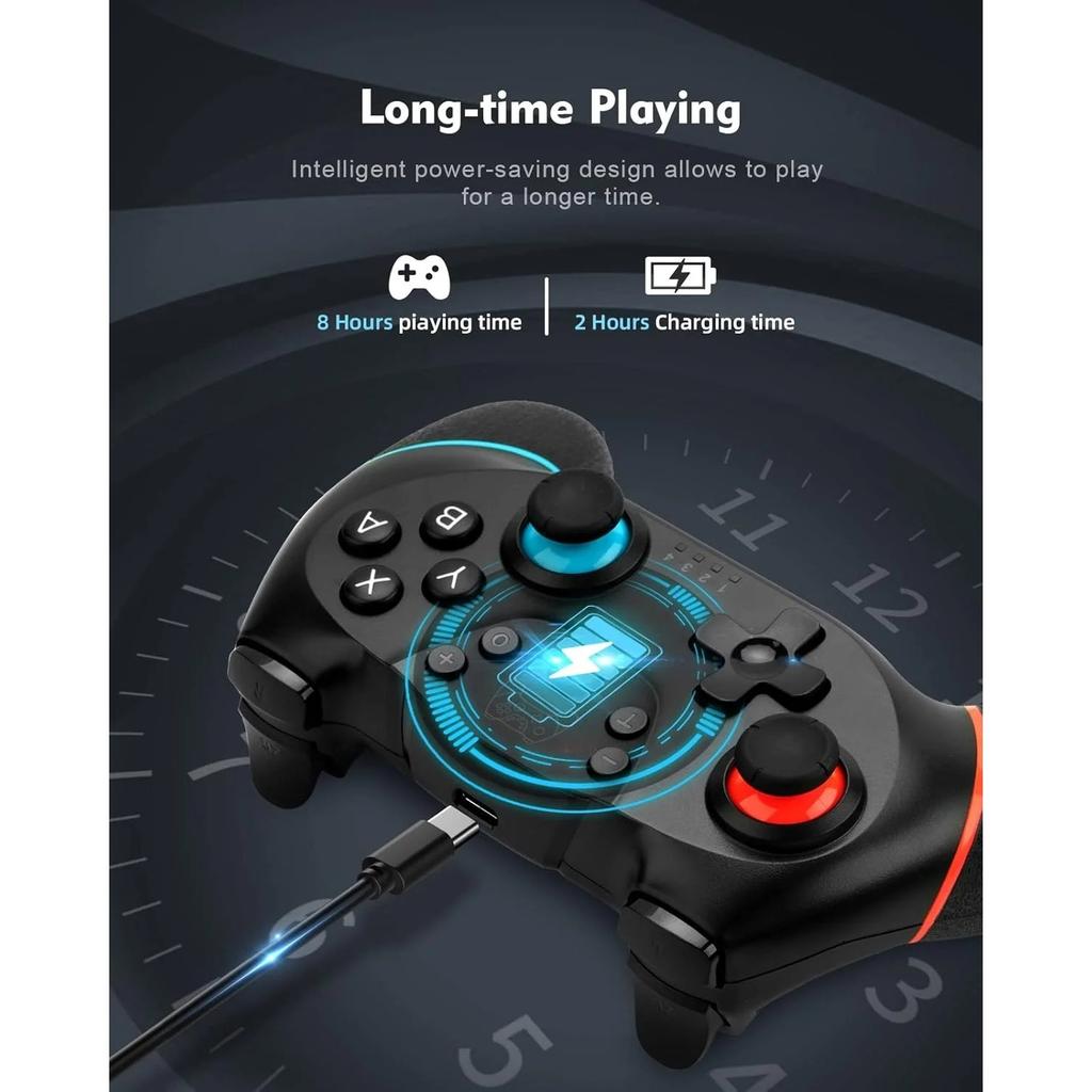 Wireless Gamepad with Adjustable Turbo and Dual Vibration Functions for Switch/Switch Lite/Switch OLED